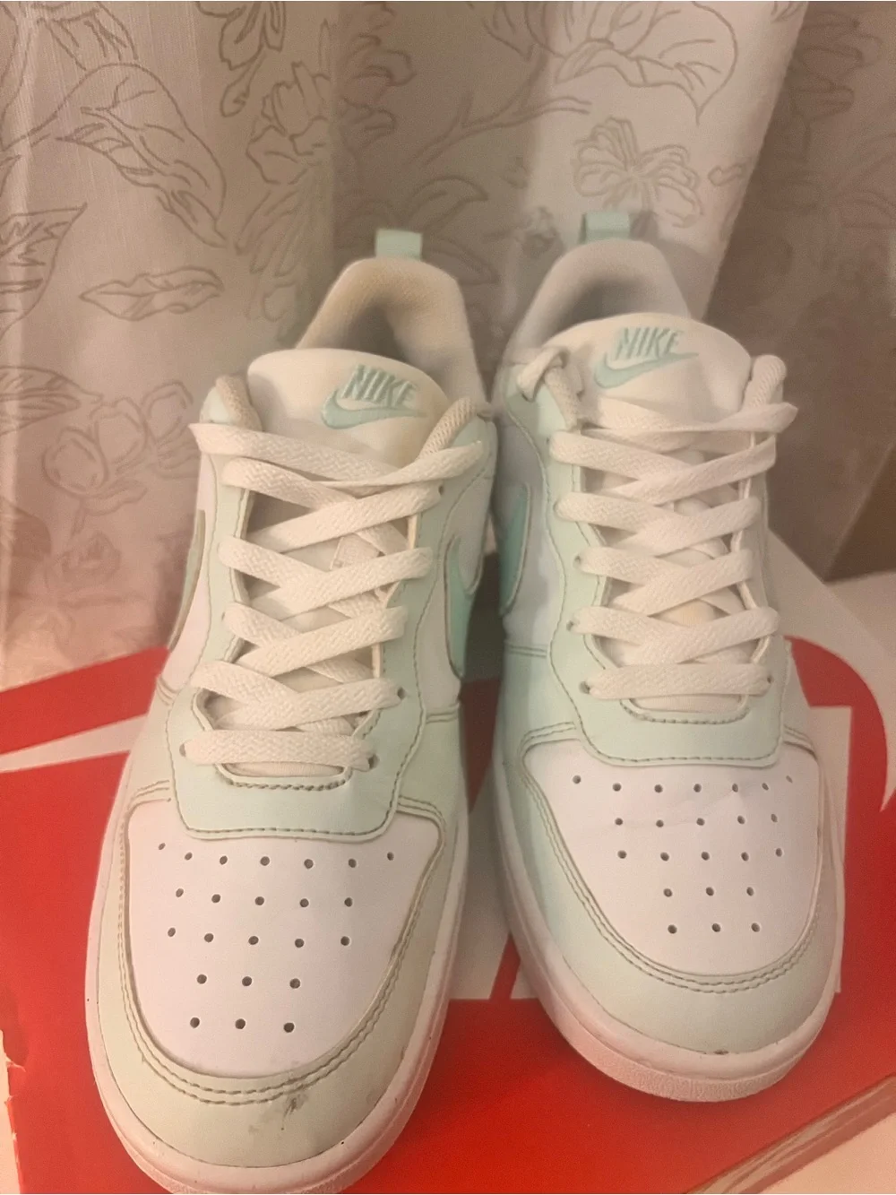 Nike Youth Court Borough Low Mint Green & White Sneakers